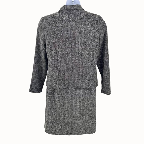 KS Collection Women's 2-Piece Black & Gray Tweed Skirt Suit Set Size 12 - Picture 3 of 5